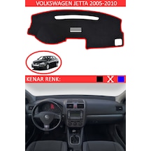 808 Group Volkswagen Jetta 2005-2010 İçin Uygun Torpido Koruma Halısı Siyah Kenar Renk Kırmızı