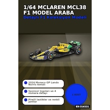 Model Araba Mclaren Mcl38 F1 Monaco Gp Lando Norris 1/64 Ölçek Bx-316221