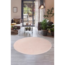 Dijidekor Peluş Halı Pembe Cool Yıkanabilir Yuvarlak Kesme Po...