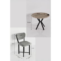 Elma Masa Seti Ekru Gri 90 Cm