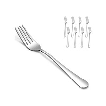 Lemestar Paslanmaz Çelik 8 Parça Salata Çatalı Seti - Ev, Restoran Ve Kamp İçin Pratik Yemek Takımı Gümüş