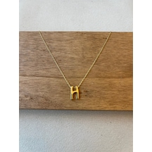 925 Ayar Gümüş Gold Renk H Harfi Kolye Harfli Kolye 45cm 925 Ayar Gümüş Gold Renk H Harfi Kolye Harfli Kolye 45cm
