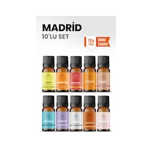 Madrid 10 Lu Oda Kokusu Seti Buhurdanlık Yağı, Difüzör Esansı Ve Esansiyel Uçucu Yağ 10ml X 10 Karışık