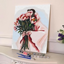 Sayılarla Boyama Seti 40 X 50 Cm Tuval Şasesine Gerili Kucaktaki Çiçek