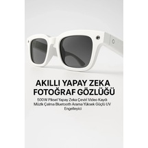 Beyaz Akıllı Kamera Gözlüğü Fotoğraf Video Çekimi Ve Bluetooth Kullanım Çok Renkli