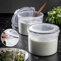 2'li Hava Almaz Kapaklı Saklama Kabı Seti - Vakum Kapaklı Yoğurt Kefir Mayalama Kabı 2x2500 Ml Çok Renkli