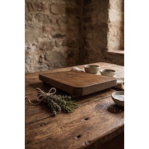 Nest Woodtr Ham Doğal Ahşap Sunum Tahtası 30x20cm Dekoratif Tepsi Ahşap Ayaklı Sunumluk Ceviz