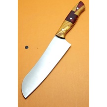 Hoşcanlar Japon Santoku Şef Bıçağı 4116 Çelik Hibrit Zeytin Epoksi Gövde Çok Renkli