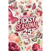 Sevimli Sonbahar Kış Temalı Çiçek Sticker Seti - 25 Adet Etiket Çıkartma Diğer