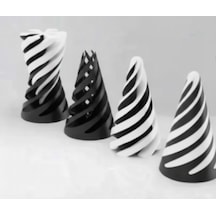 Spiral Geçmeli Koni Stres Çarkı - Masaüstü Dekoratif Obje Görsel İllüzyon - Fidget Stres Oyuncağı- Beyaz&siyah