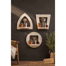 Ahşap Dekoratif Duvar Rafı 2 Li / 3 Lü Set Mtsv - 641 Mermer Desenli