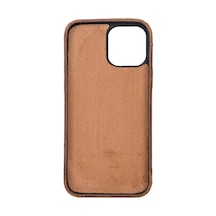 Apple Uyumlu iPhone 13 Pro Max Deri Arka Kapak Rock G2 Kahverengi