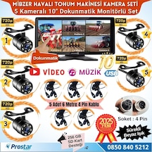 Mibzer İçin 5 Kameralı 10.36 İnç Dokunmatik Monitör Beşe Bölen Kayıtlı 256 Gb Sd Kart Destekli