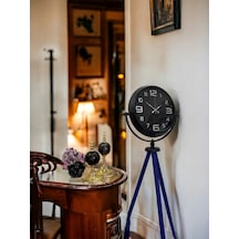 Siyah Metal Ofis Salon Otel Ayaklı Seyyar Saati Yükseklik 150 Cm Siyah