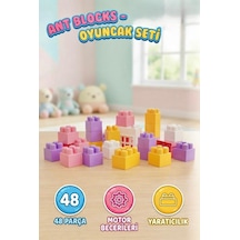 TıfılToys Vakumlu 48 Parça Pastel Renk Eğitici Yaratıcı Blok Seti Motor Geliştirici Montessori Oyuncak