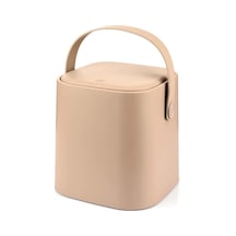 Tutma Saplı İç Kovalı Tezgah Üstü Mutfak Çöp Kovası, 4 Litre, Kilitli Kapak, Click Kapak, 20x20x22 Cm, Krem Diğer
