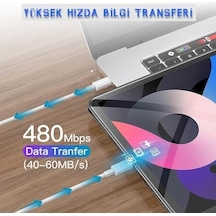 Type C To Type C Hızlı Şarj Ve Data Transfer Özellikli Şarj Kablosu, 60 W Çift Taraflı Usb C Kablo, Yüksek Kaliteli Malzeme 1 Metre/beyaz