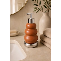 Trıo Dekoratif Premium 3 Boğumlu Sıvı Sabunluk 300 Ml Krom Görünümlü Pompalı Pastel Yeşil Banyo Ve Mutfak Sabun Dispenseri - 18,5 Cm X 7 Cm Turuncu