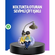 Mey İthalat Kitap Okuyan Çift Figürlü Gece Lambası Romantik Dekoratif Masa Lambası Diğer