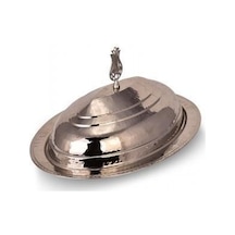 Turna Bakır Hanedan Klasik Kapak Kayık Sunum Tabağı 35 Cm El Dövme Nikel Turna4412-2