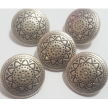 5 Adet 1.8 Cm Gümüş Rengi Desenli Metal Düğme