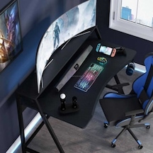 Zizuva Tasarım Monitör Raflı Gaming Çalışma Masası Siyah