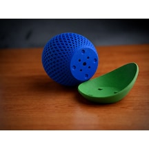 Bezos 3d Baskı Küre Saksı - Kafes Dokulu İki Parçalı Dekoratif Saksı - Mavi-yeşil Nhr Standart