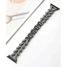Newface - 905 - Apple Uyumlu Watch 38mm Node Taşlı Kordon - Myceshop - - Siyah