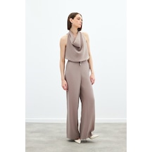 Sateen Örgü Kemerli Pantolon - Vizon-136167 Vizon