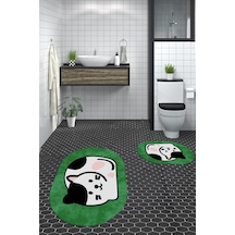 Buççin Online Mağaza 3d Dijital Yıkanabilir Kaymaz Kedi Desen İkili Banyo Halısı Paspas Oval Klozet Takımı Polipropilen Y Çok Renkli