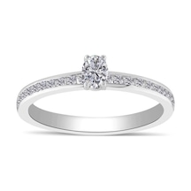 0.50 Karat Oval Tektaş Pırlanta Yüzük Beyaz Altın