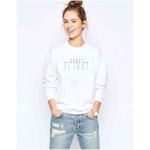 Death Stranding Logo Baskılı Beyaz Kadın Sweatshirt