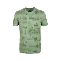 Erkek Çağla Slim Fit Baskılı Bisiklet Yaka %100 Pamuk T-shirt 1983-çağla Çağla Yeşili