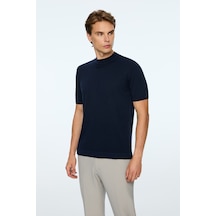 Morven Erkek Lacivert Trend Bisiklet Yaka Rayon Triko T-shirt 26ys018018200 Lacivert