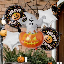 Halloween Cadılar Bayramı Hayalet Temalı 5 Li Folyo Balon Seti Renkli