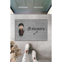 Dormot 1modern Dijital Baskı Gri Harry Potter Alohomora Dekoratif Kapı Önü Paspası 70x45cm
