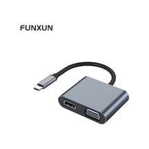Funxun 4 İn 1 Yerleştirme İstasyonu Usb C Hub Tip-c Çift Hdmı Adaptörü 4k 60hz Ekran Genişletme Usb 3.0 Dizüstü Telefon Pc İçin