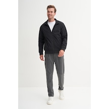 Cazador Gofre Dokulu Polyester Premium Regular Fit Baharlık Mont Siyah