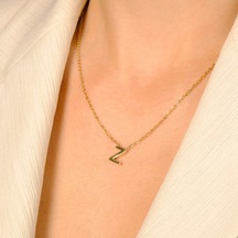 Lekka Design Kararmaz Çelik Z Harfli Kolye Altın