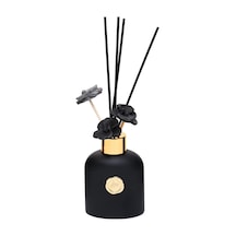 130 Ml Siyah Cam Şişe Seramik Çiçek Taş Bambu Çubuklu Black Vanilya Oda Kokusu Abundance Prosperity