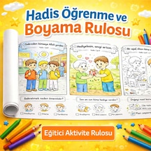 Hadis Öğrenme Eğitici Aktivite Rulosu 4 Metre Yarı Boyalı Değerler Eğitimi Boyama Kağıdı Çocuklar Için Islami Eğitici Boyama Posteri