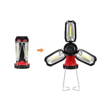 Şarjlı Katlanabilir 3 Xcob Led + 3w Led Çok Fonksiyonlu Kamp Feneri P-8801 Beyaz