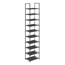 10 Katlı Ayakkabı Rafı, Ayakkabı Standı, Yerden Tasarruf Sağlayan Ayakkabı Saklama, 33 X 33 X 173 Cm, Metal Çerçeve, Dokuma Olmayan Kumaş Raflar, Koridor, Yatak Odası, Siyah Lsr110b02 Belirtilmemiş