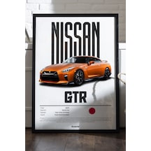Nissan Gtr Araba Siyah Ahşap Çerçeveli Poster, Dekoratif Duvar Tablosu