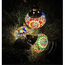 Mozaik Temalı Şarj Edilebilir Led Masa Lambası 20 Cm 1 Adet Çok Renkli