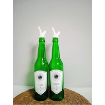 Yağdanlık 2 Adet Cam Şişe Yağlık Sirkelik 750 Ml Yeşil Cam Çok Renkli