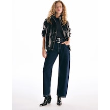 Lcw Jeans İndigo Beli Kemerli Baggy Fit Kadın Jean Pantolon