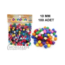 100 Adet. Simli Ponpon. 10 Mm. Renkli Peluş Ponpon. Minik  Ponpon.