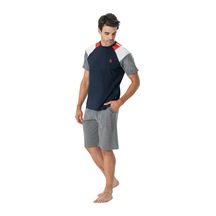 U.S. Polo Assn. 18763 Erkek Lacivert Yuvarlak Yaka Kısa Kollu Şort Takımı Lacivert