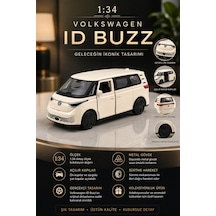 Volkswagen Id Buzz 1:34 Beyaz Metal Diecast Çek Bırak Model Araba Çok Renkli